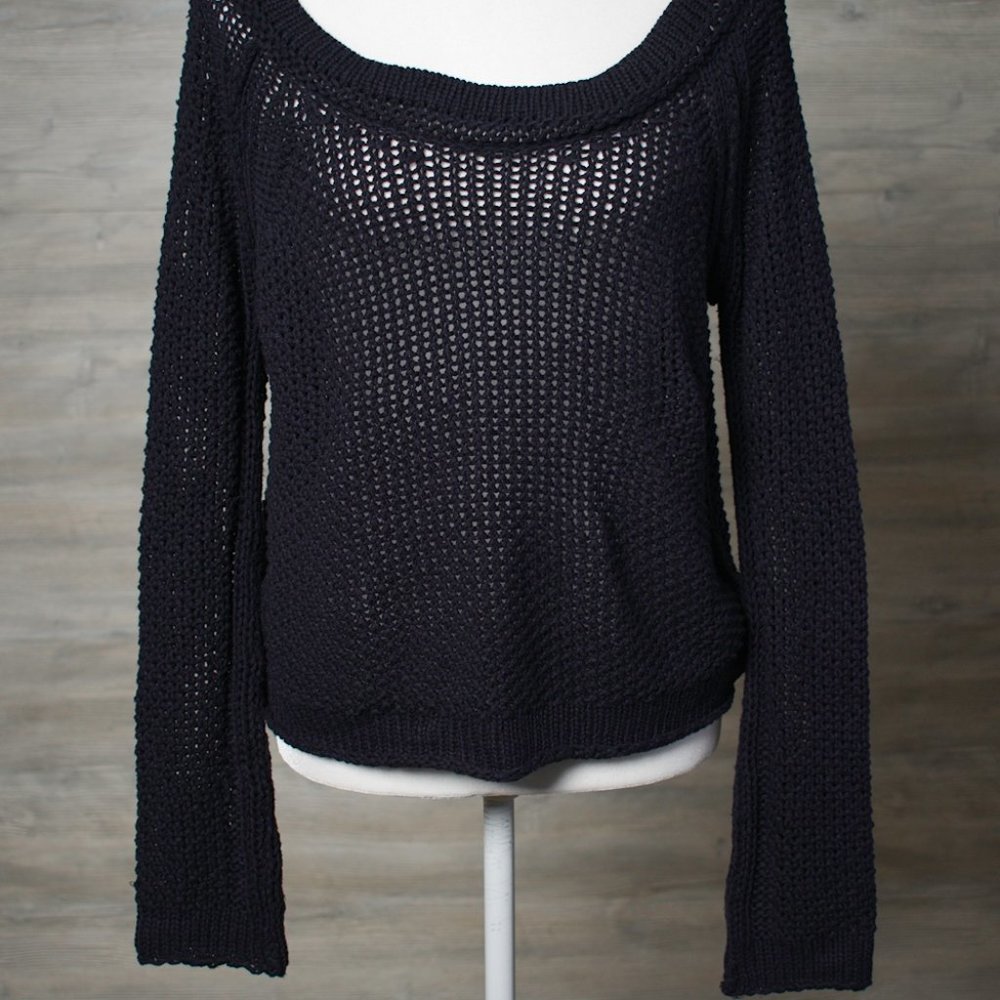 Free People Navy Crochet Sweater Small - Picture 3 of 8